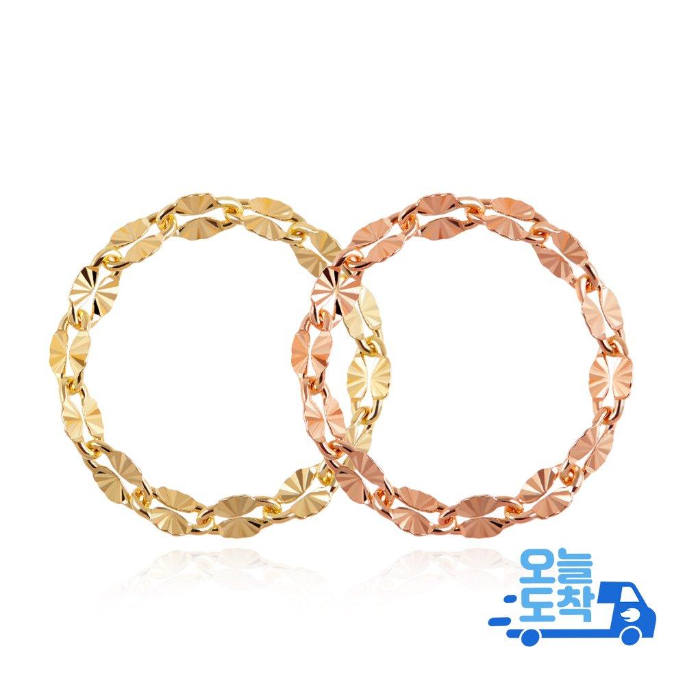 14K Shiny Almond Star Chain Gold Ring Type A