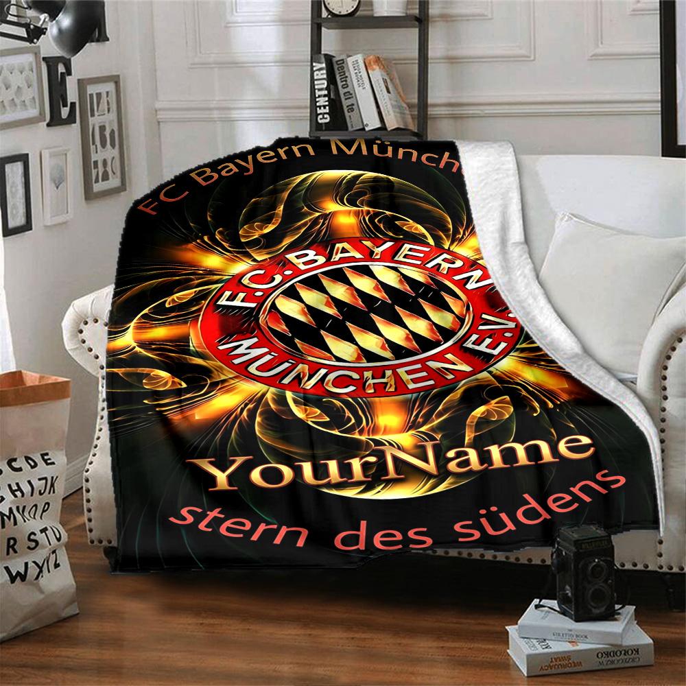 Bayern Munich Personalized Text Blanket Multi-purpose Customizable Blanket Soft Warm Cozy for Nap Bed Office Picnics Four Seasons Universal
