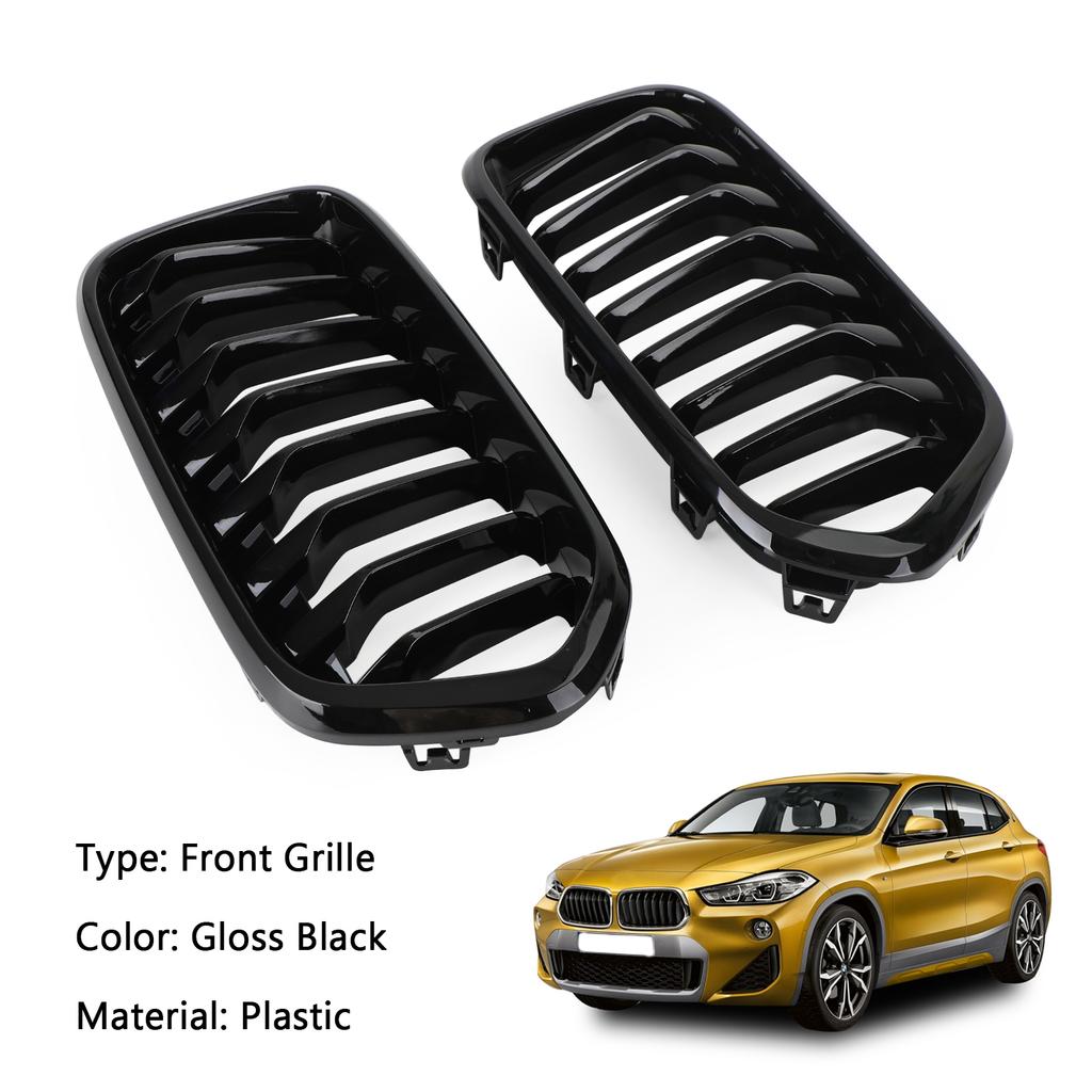 Gloss Black Front Bumper Grille Grill Fit BMW X2 Series F39 2018-2021