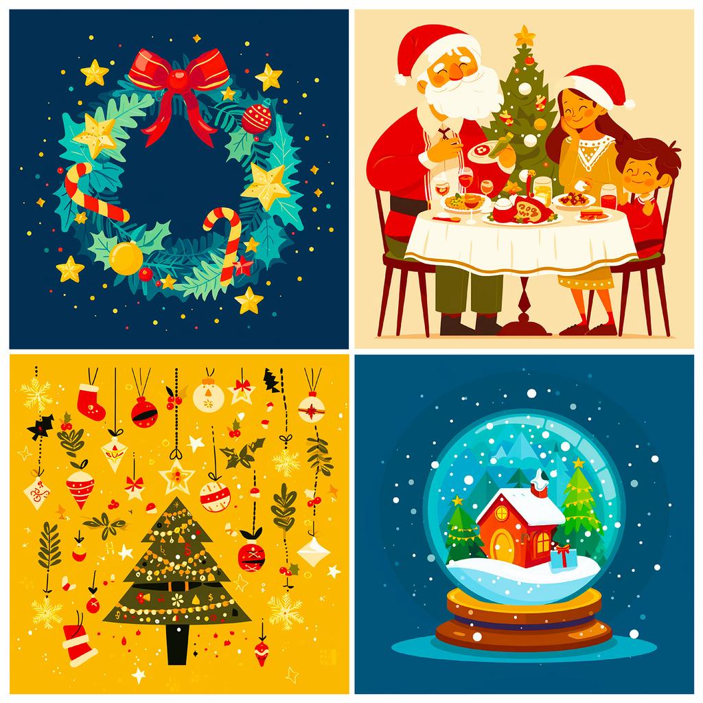 12 Happy Family Christmas Theme Material Paper Gift Wrapping Paper Cut Collage Hand Account Material