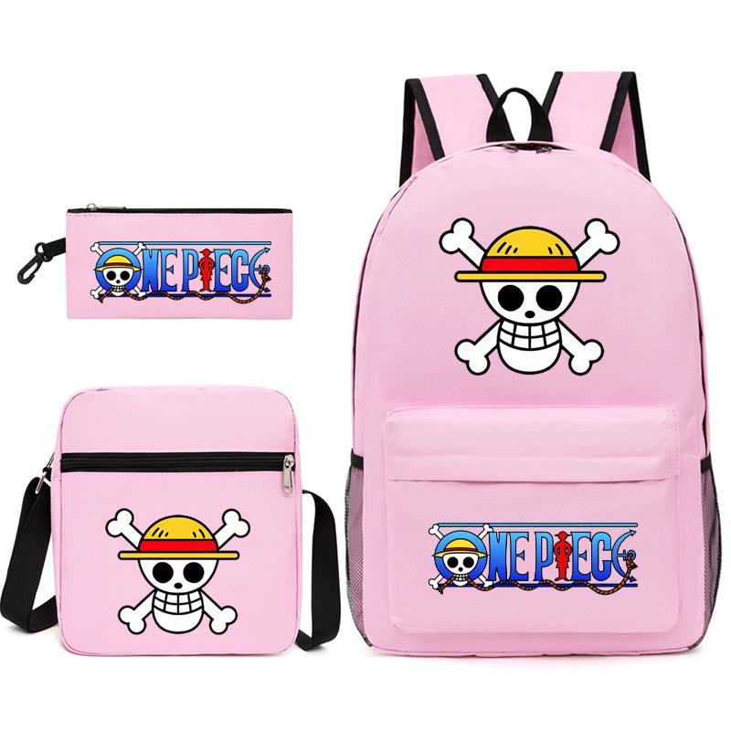 One Piece Large-capacity Student Backpack Three-piece Set 7526