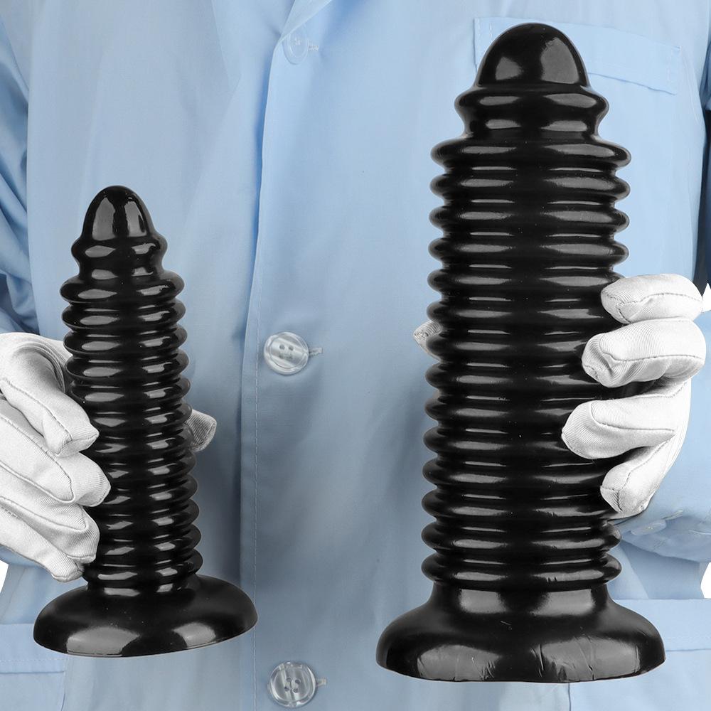 Black PVC Threaded Large Dildo Butt Plug Fisting Sex Toy Strap on Penis Big Dick Realistic Penis BDSM