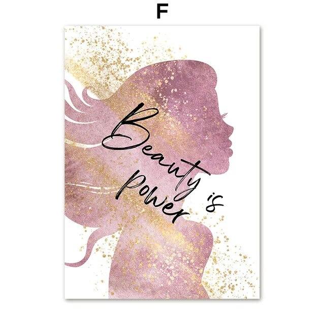 Lippenstift Mascara Mode Gold Lippen Make-Up Poster Leinwand Malerei Wand Kunst Schönheit Salon Dekoration Mädchen Zimmer Home Decor Bild