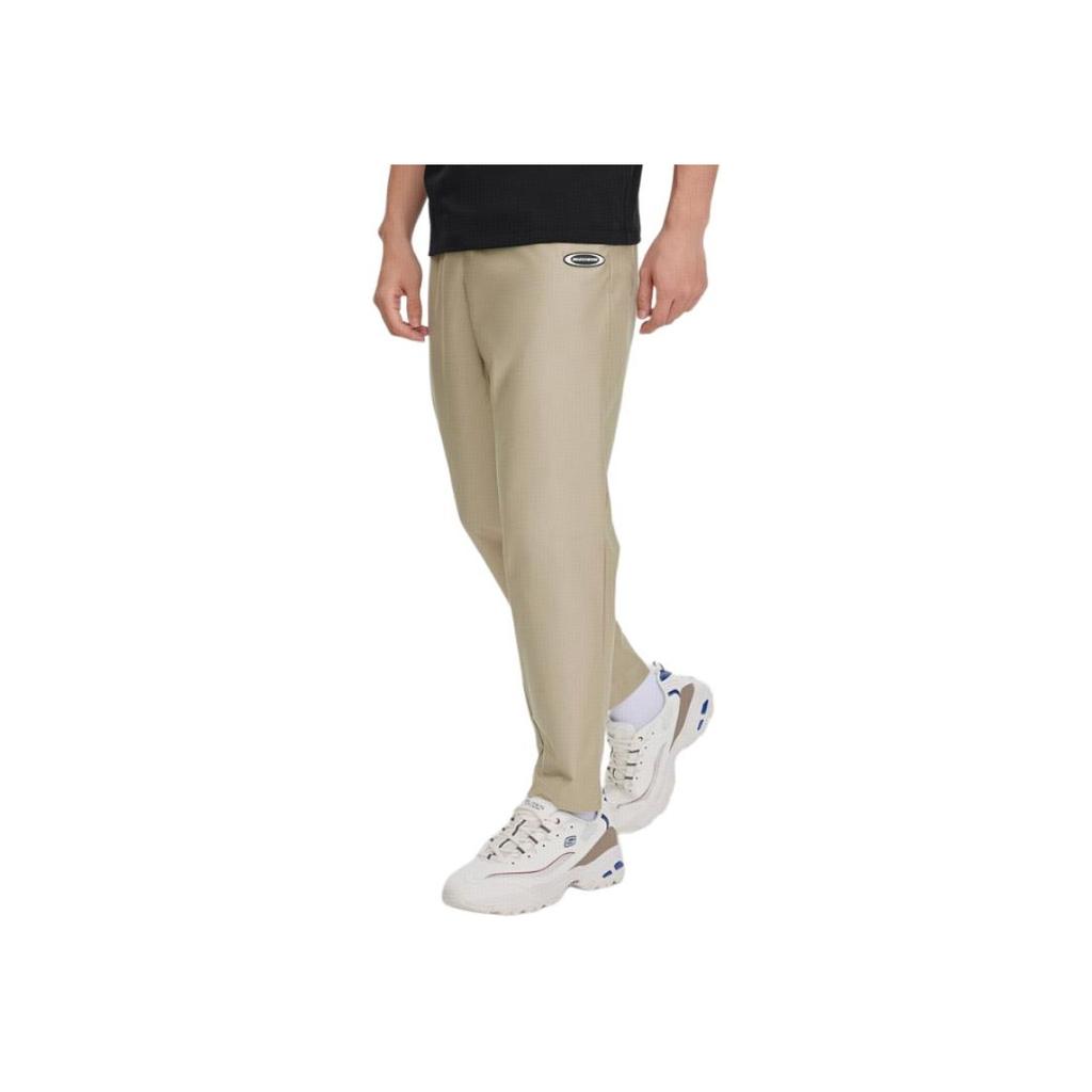 Skechers Solid Color Mid Waist Comfortable Straight Leg Casual Pants Men bottoms Rock-Beige L224M055-00V8