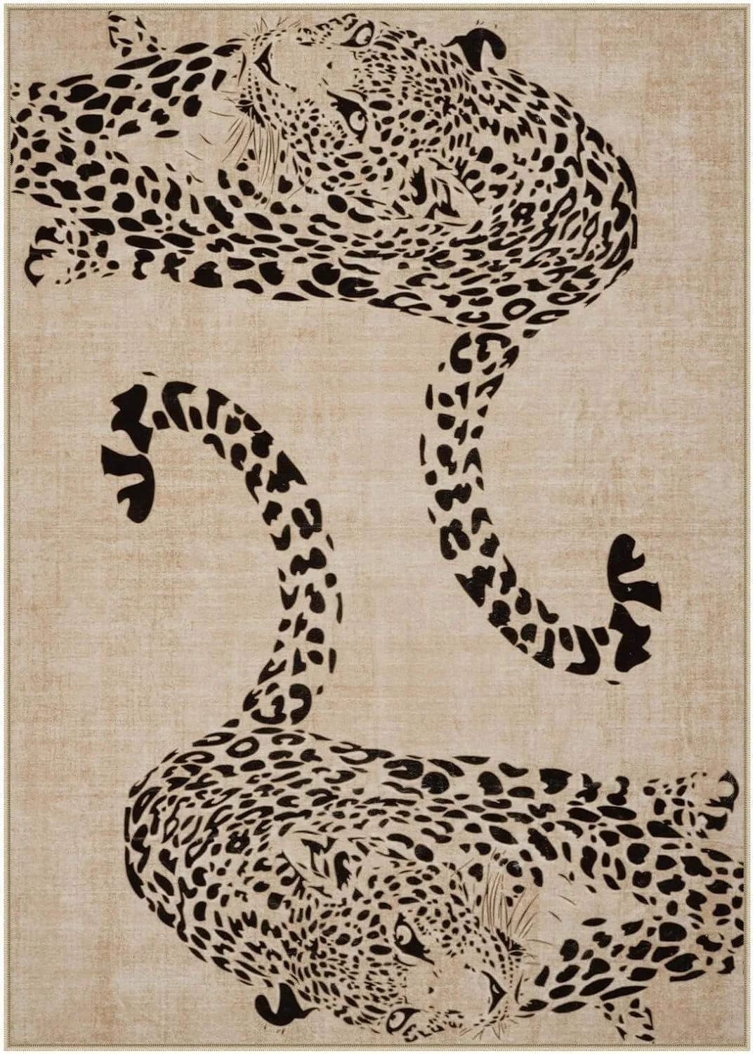 Leopard Print Area Rug – Washable