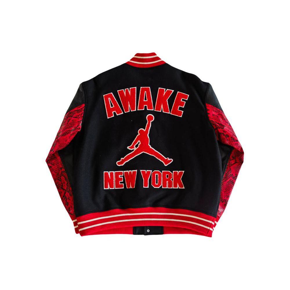 Jordan X Awake NY Varsity Jacket (Asia Sizing) University Red/Black Unisex Streetwear FQ5440-657