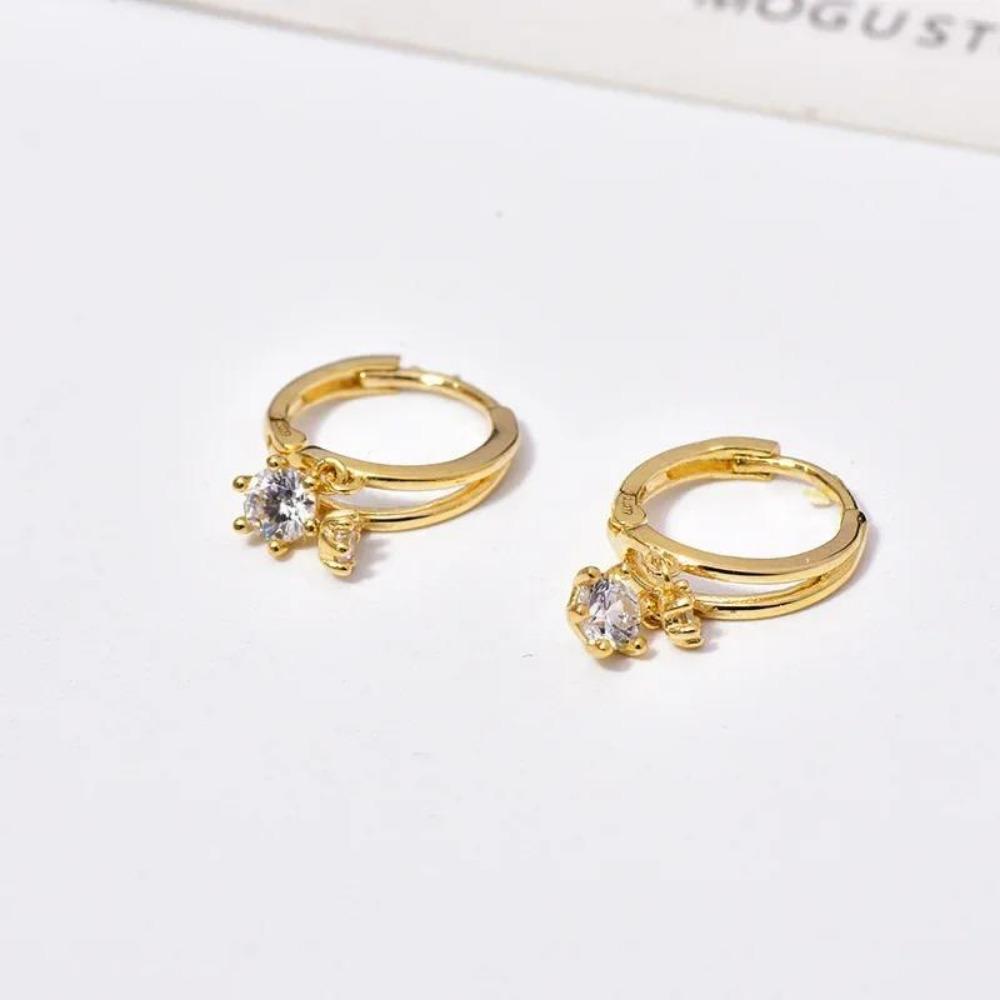2025 Trendy Crystal Zircon Geometric Flower Rhinestone Hoop Earrings Classic Party Wedding Gift Zircon