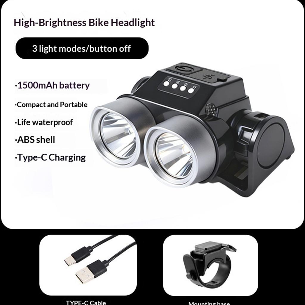 Rainproof Cycling Headlight Rechargeable Universal Night Riding Front Lamp IPX6 Waterproof for Mountain Bike/Road Bike Accessory