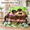 Masha and the Bear Custom Name Flannel Throw Blanket Soft Warm for Sofa Bed Indoor Home Use