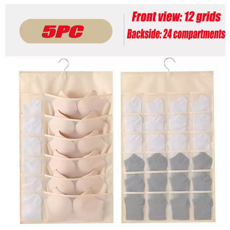 Double Sides Underwear Storage Hanging Bag Dormitory Home Wardrobe Hanging Wall Foldable Bag Underpants Socks Organizer