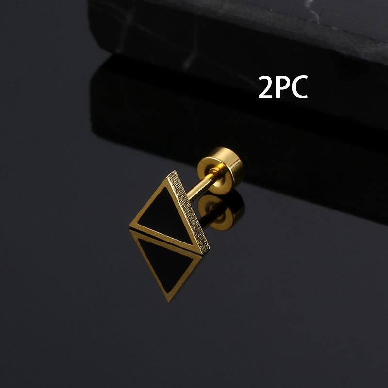 1 PZ Nuovo Moda Punk Nero Argento Colore Occidentale Geometrico Triangolo Borchie Orecchini Per Donne Uomini Ragazze Gioielli
