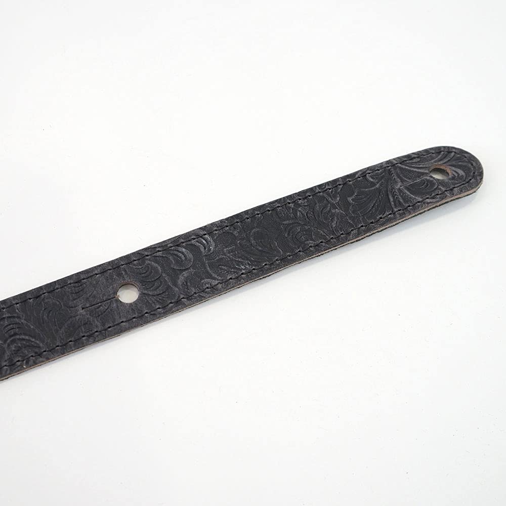 LM Products Classic Leather - Tooled Leather Guitar Strap, Slate, LS-2804T