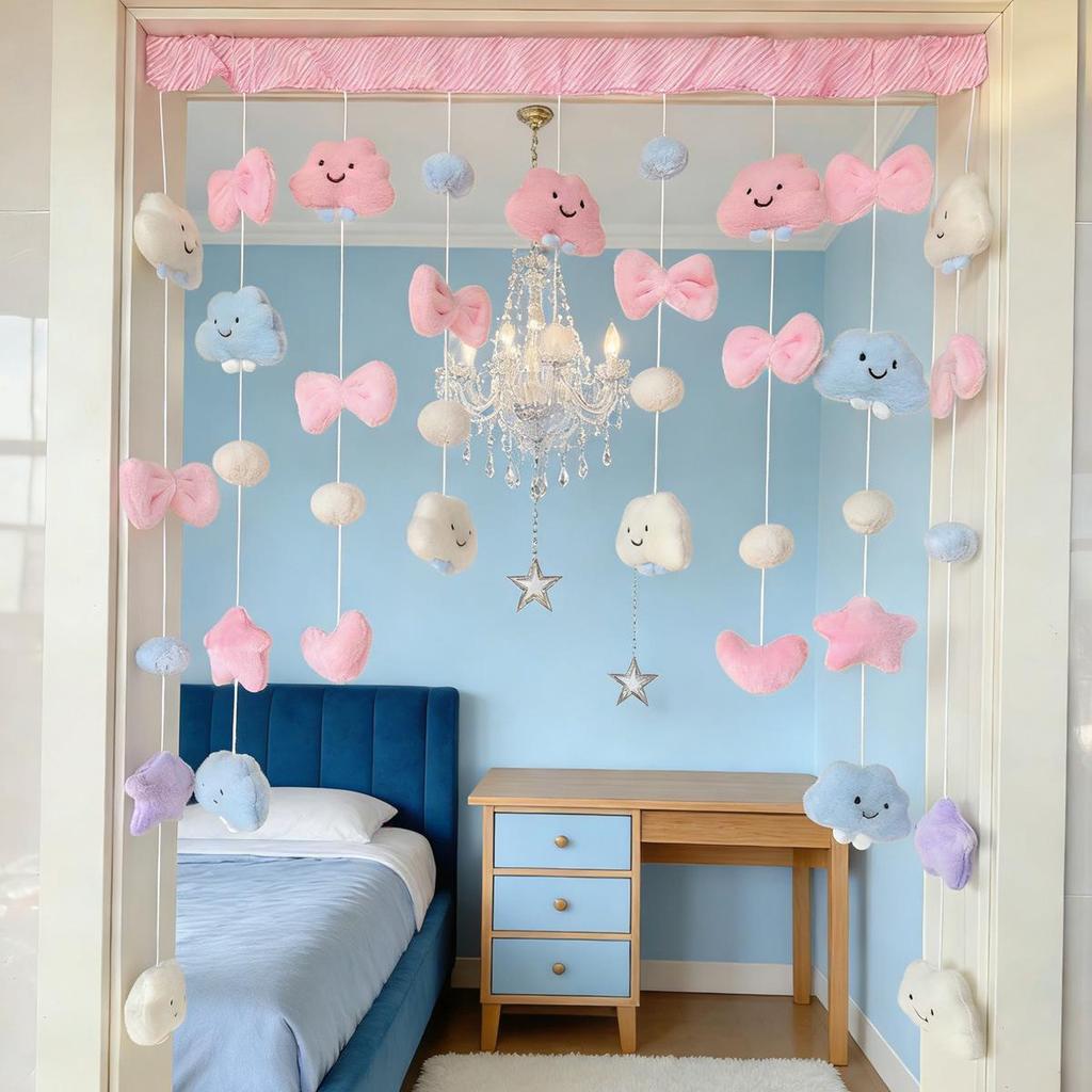 Shy Cloud Warm Door Curtain for Girls' Room, Tea Room, Villa, and Bathroom
