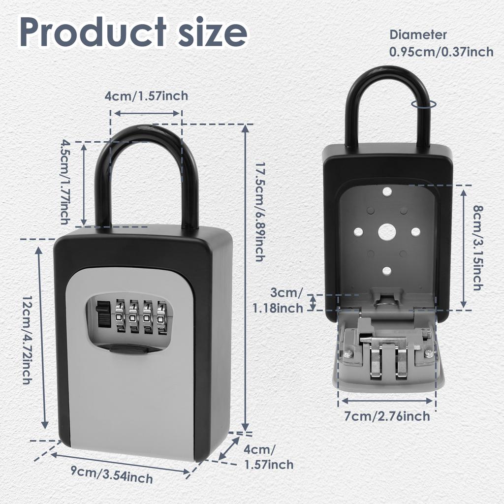 1/2Pcs Key Lock Box High Strength Alloy Free Installation Outdoor Password Key Box 4 Digit Code Box Waterproof Key Safe Case