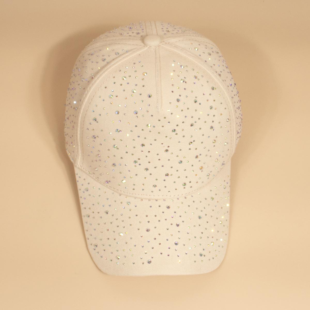 Casquette de Baseball Pure Unisexe Ciel Étoilé Décorée de Strass Chapeau Universel Quatre Saisons pour Hommes et Femmes beige