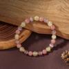 Festive Gifts Strawberry Quartz Lavender Stone Crackle Crystal Beaded Bracelet Sweet Fashion Jewelry For Women Daily Wear Gift