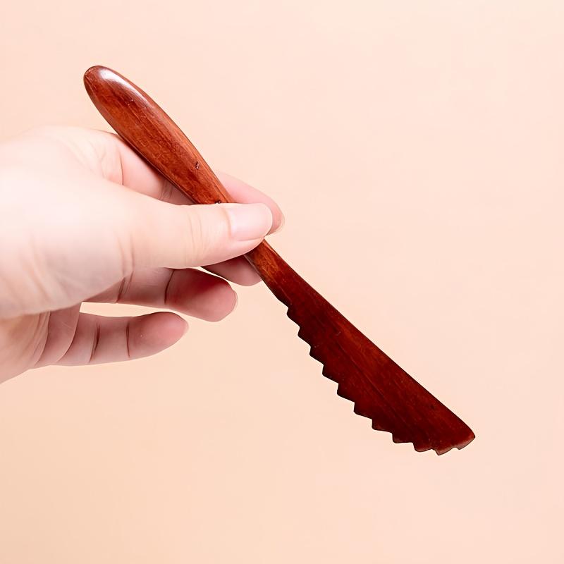 1pc Premium Wooden Butter Knife with Serrated Edge - Ideal for Spreading Cheese & Jam,Kitchen Essential for Home Cooks & Chefs, Butter Spreading Tool