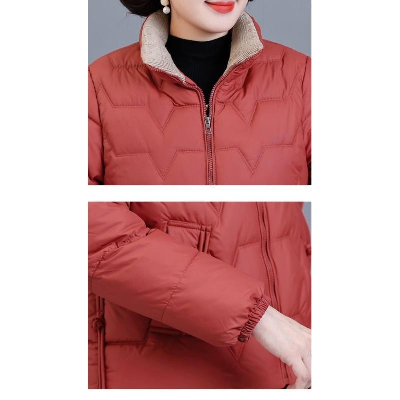 Fashionable Thickened Winter Coat for Middle Aged Women Warm Loose Down Cotton Jacket Plus Size Slim Fit