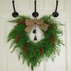 Christmas Bell and Bow Flower Wreath - Festive Front Door Hanging Decoration