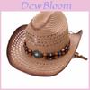 Paper Straw Cowboy Hat With Wide Brim For Summer Sun Protection And Fashion Style