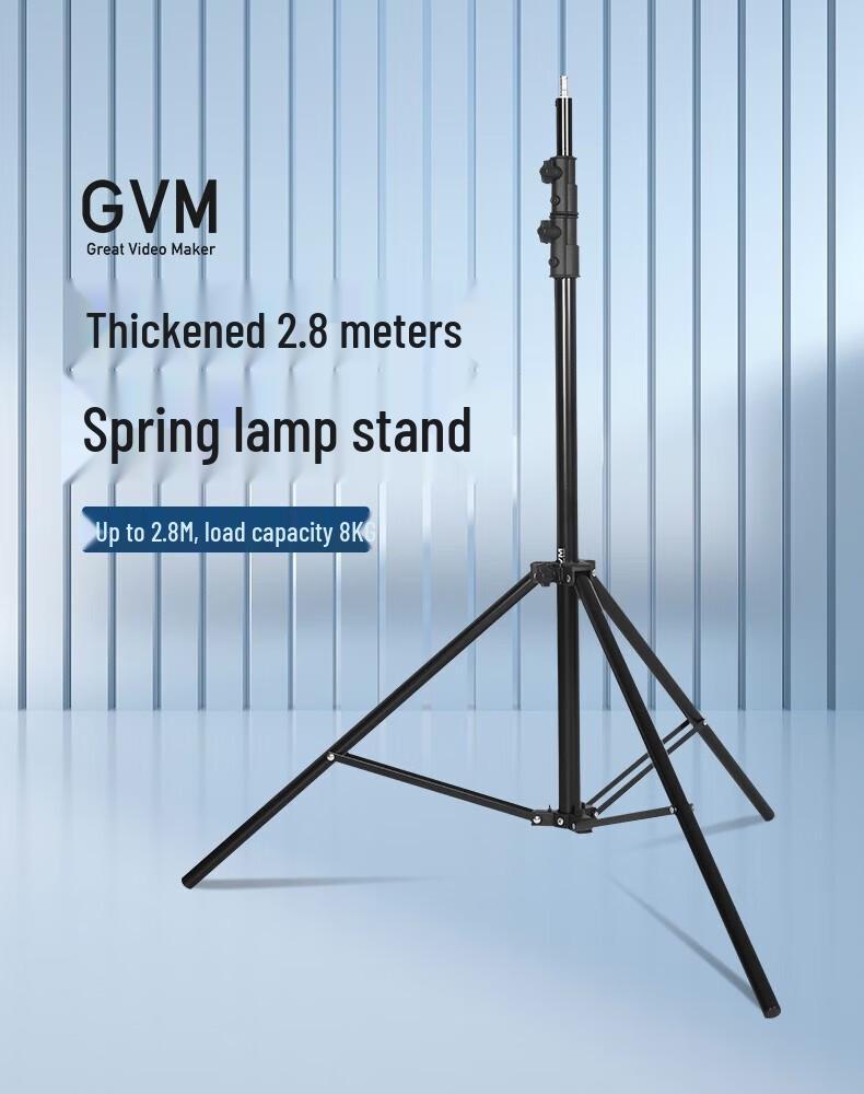 8GVM Photography Tripod Stand with Spring Buffer - 1.8m, 2m, 2.8m Adjustable Heights, Portable for Flash Lighting