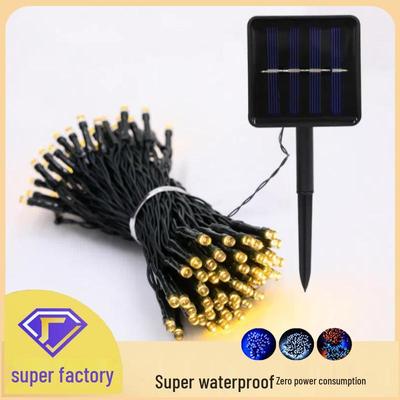 10m Solar LED String Lights, 100 Waterproof Colorful Lights, 8 Modes for Courtyard Decoration