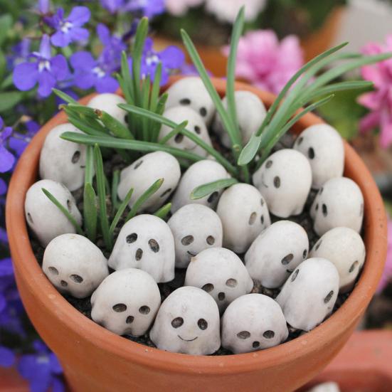 20 Pezzi Decorazioni Fantasma Miniatura di Halloween Statuina Fantasma Bianco in Resina Carina Piccola per Giardino Bonsai Tavolo di Sabbia