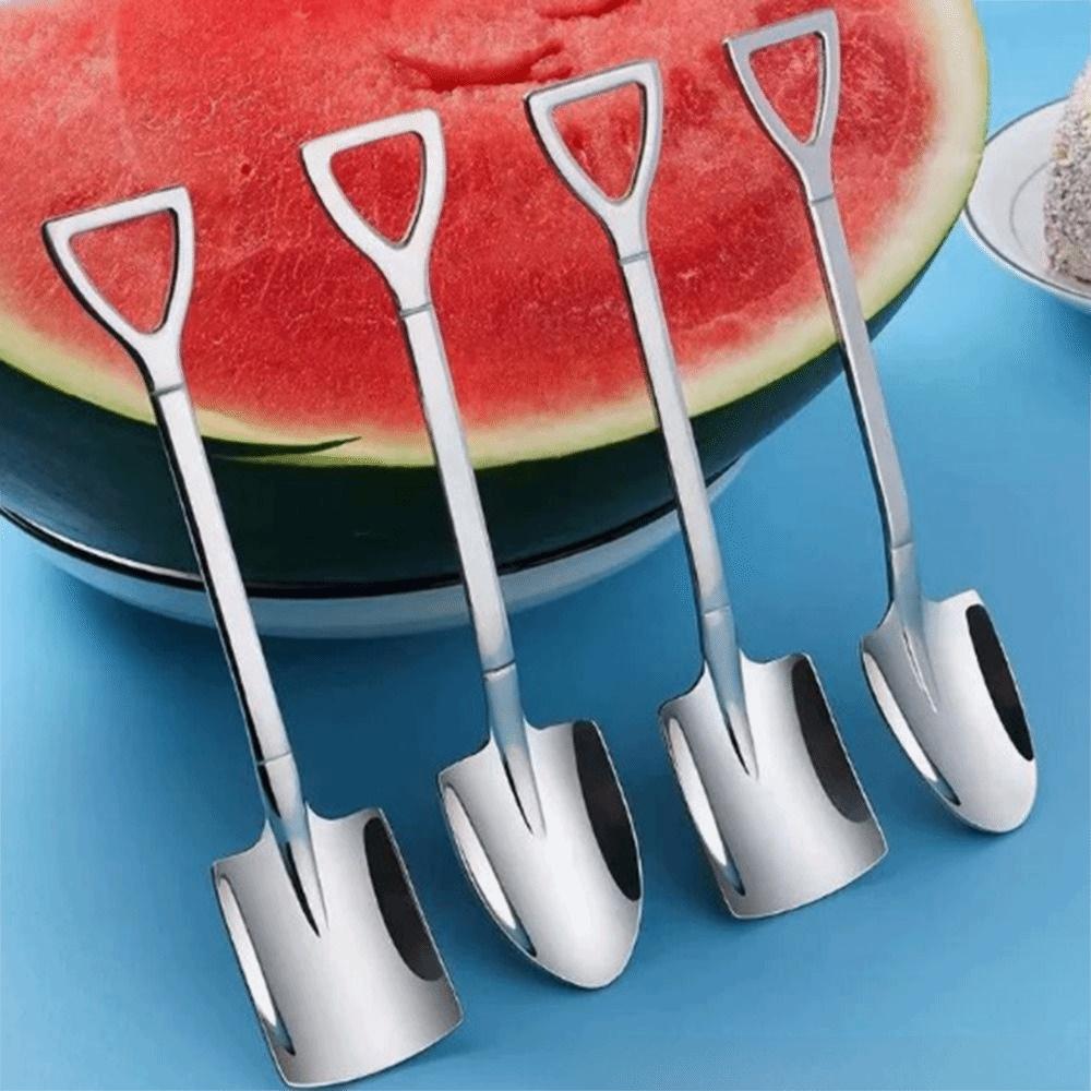 10Pcs Appetizer Spoon Stainless Steel Dessert Spoon Mini Creative Shovel Spoon Point Tip Cute Tea Spoon Party Supplies