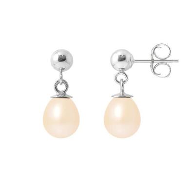 Ohrringe - - Komet - Süßwasser-Zuchtperlen - 6-7 mm - Natürliches Rosa