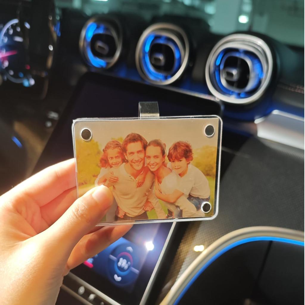 4 Pack Car Sun Visor Photo Holder, Acrylic Magnetic Personalized Photo Holder car Picture Frame, Photo Car Visor Clip, Personalized Car Accessories