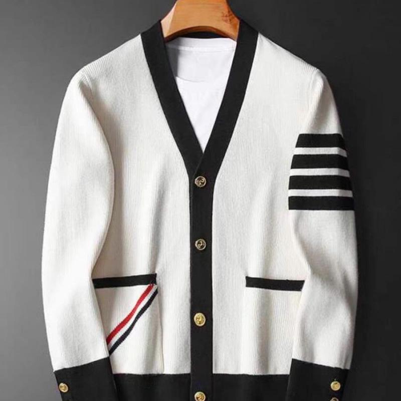 Men's Autumn Patchwork Cardigan Sweater - Loose, Handsome Hong Kong Style Knitted Coat