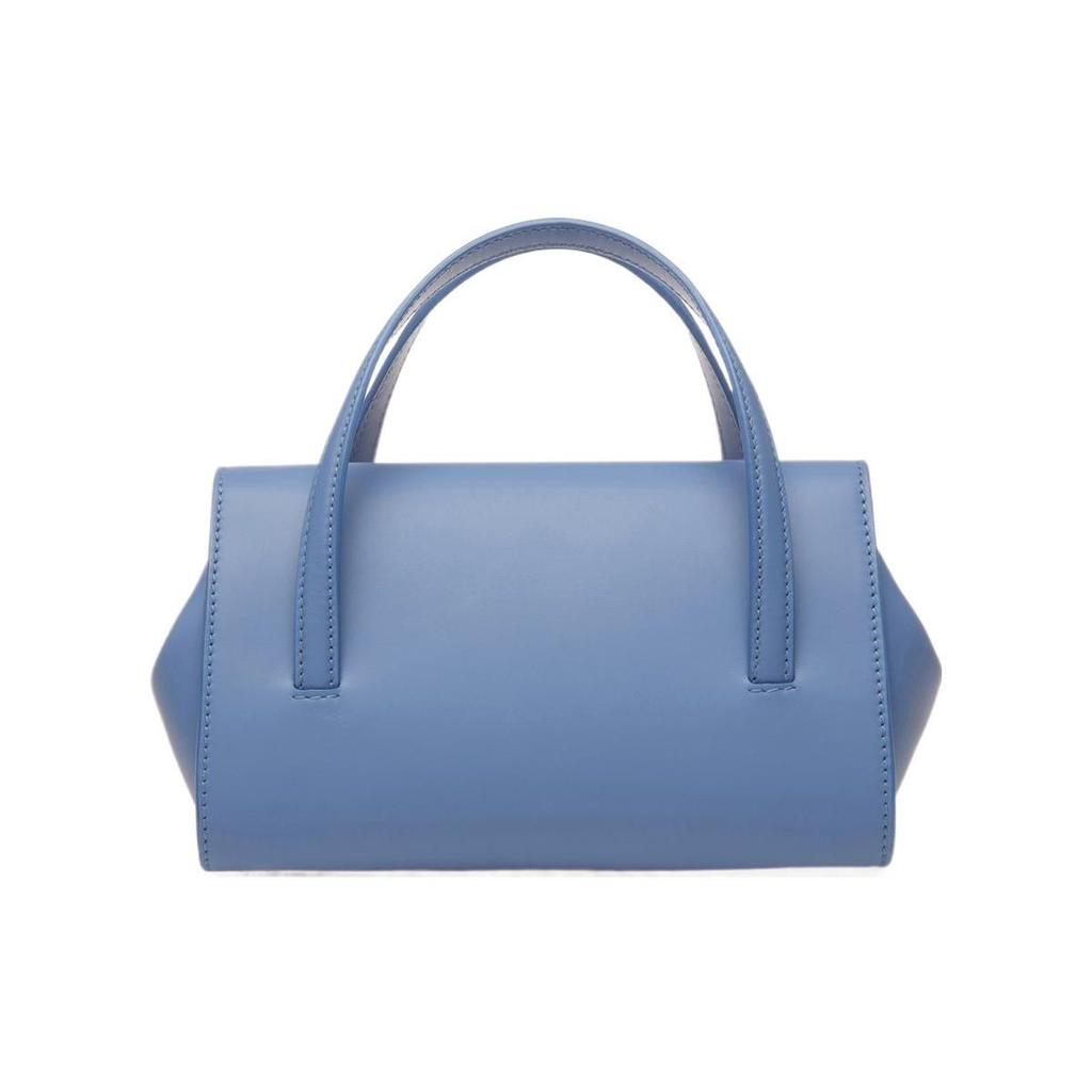Bally Solid Color Logo Flap Baroque Leather Mini Shoulder Tote Bag Women Bags Blue 6304728