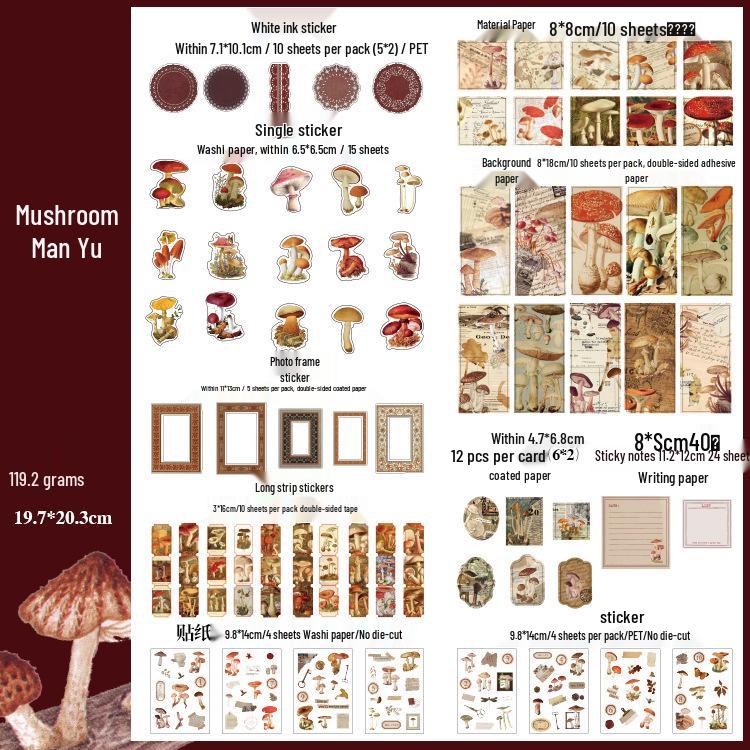 Yuxian Retro Collection: 4 Types of Journal Collage & Sealing Stickers