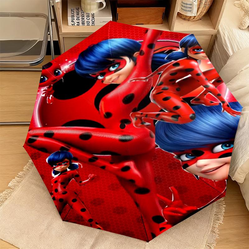 Wunderbare Ladybug Thema Automatischer Regenschirm Geeignet für Reisen Tragbarer Regenschirm Outdoor Sonnenschirm Geschenk Tägliche Notwendigkeiten