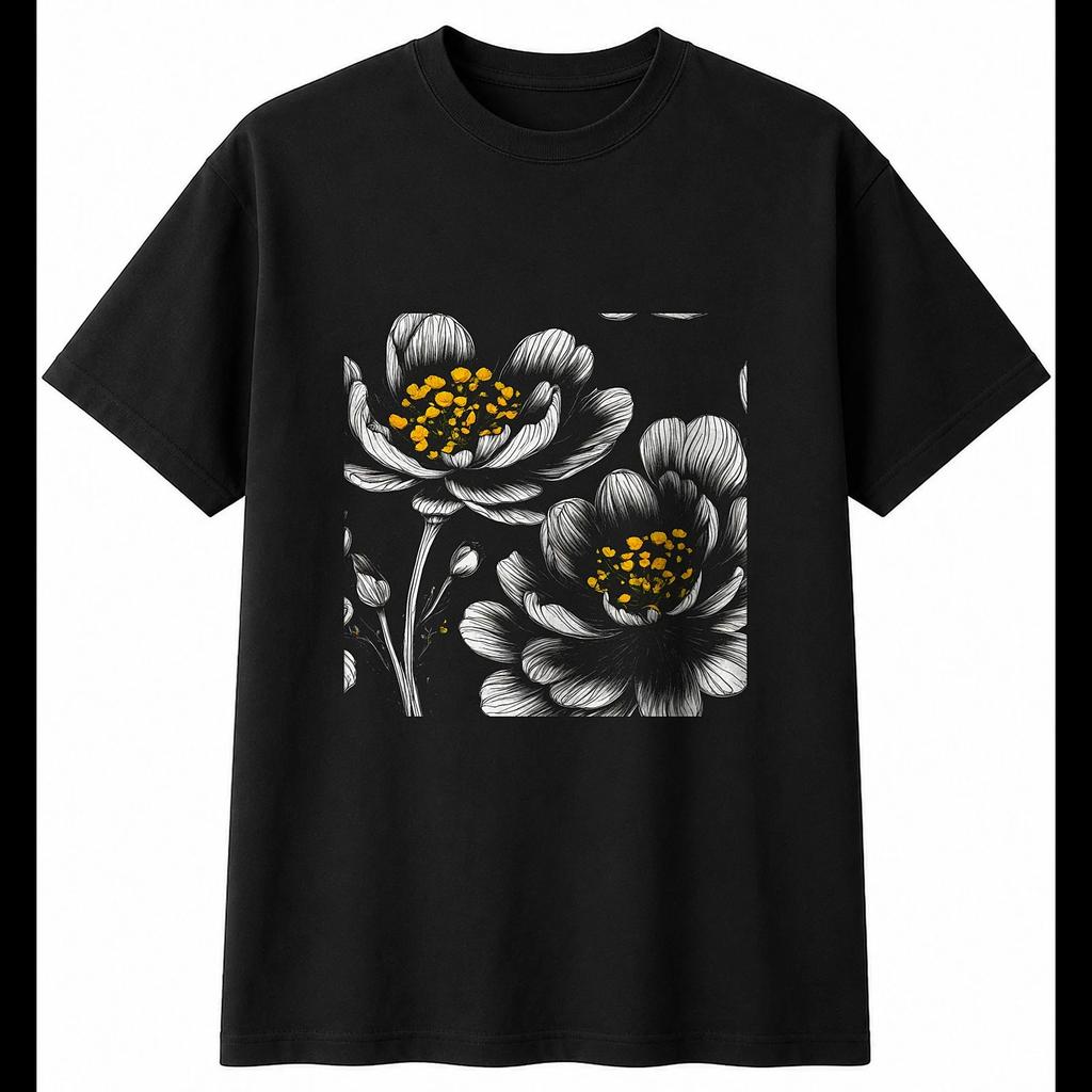 Colourful Buttercup Portrait Nature Mens T-Shirt Black 100% Cotton Plant Printed