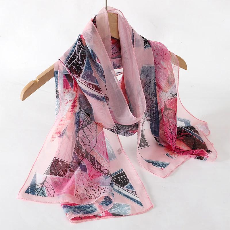 New Print Chiffon Scarf Shawl Women Sunscreen Silk Scarf Turban Long Wrap Beach Travel Outdoor Accessories Trendy Headband