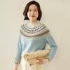 Rundhals-Colorblocking-Kaschmirpullover für Damen im Herbst- und Winterstil, stilvoll und vielseitig
