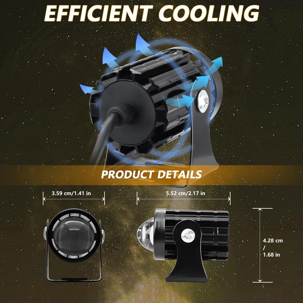 Motorrad LED Zusatz-Nebelscheinwerfer 2 Stück 60W Weiß und Gelb Wasserdichte Scheinwerfer