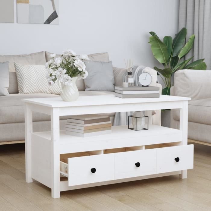 VidaXL Coffee Table White 102x49x55 Cm Solid Pine Wood 820932
