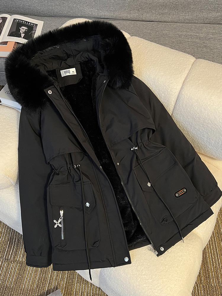 Women's Winter Parka: New Year Cotton Jacket with Large Fur Collar, Loose Fit, Thickened, Korean Style