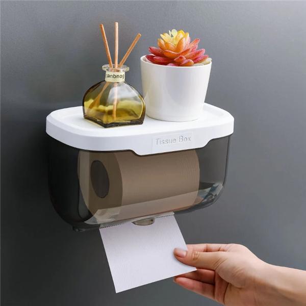 Porta fazzoletti da parete per scatola portaoggetti da bagno senza fori, porta telefono, porta carta igienica, impermeabile