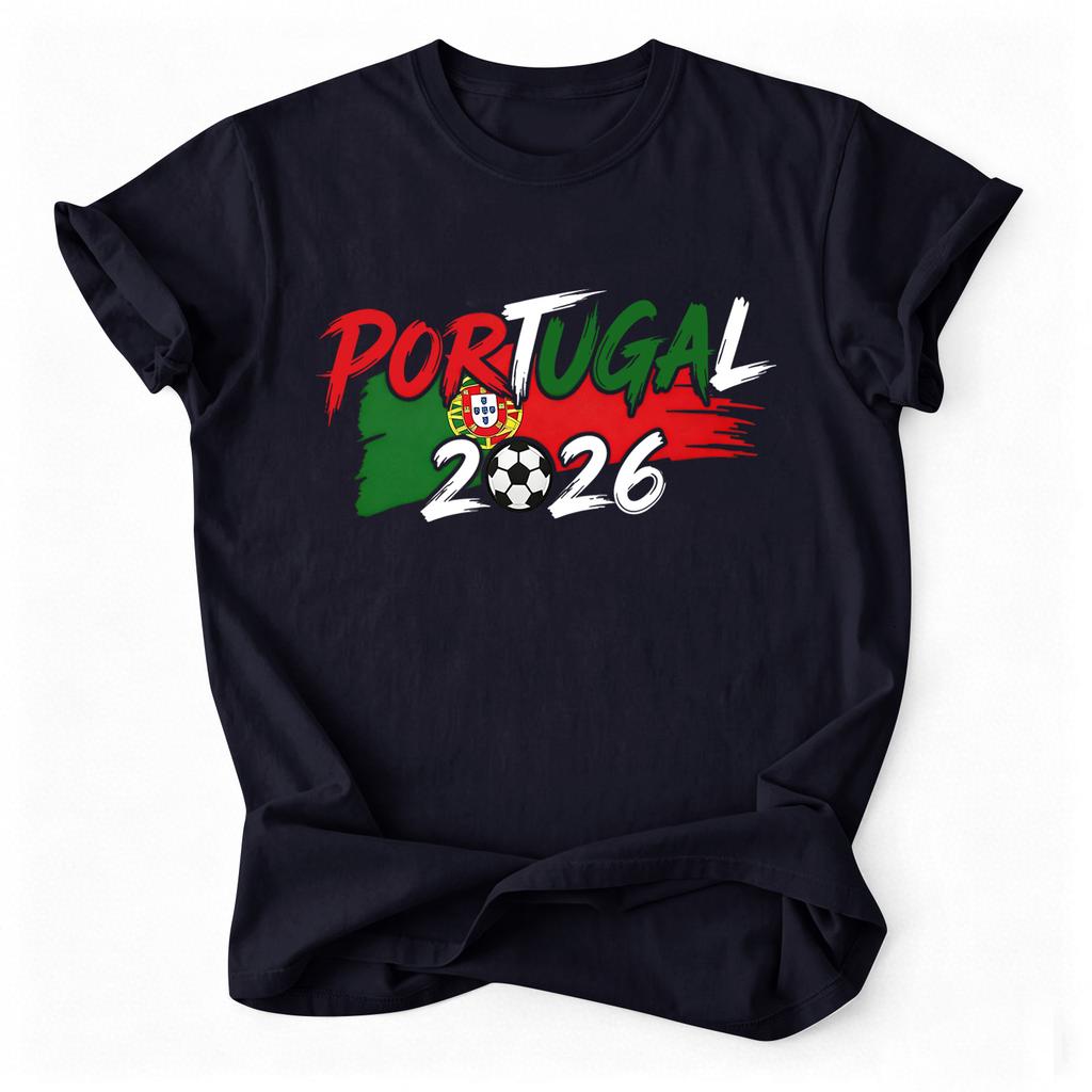 Men's Casual Crew Neck T Shirt Short Sleeve Sport Top with Printed Portugal 2026 Football Design Lightweight Comfortable Fit
