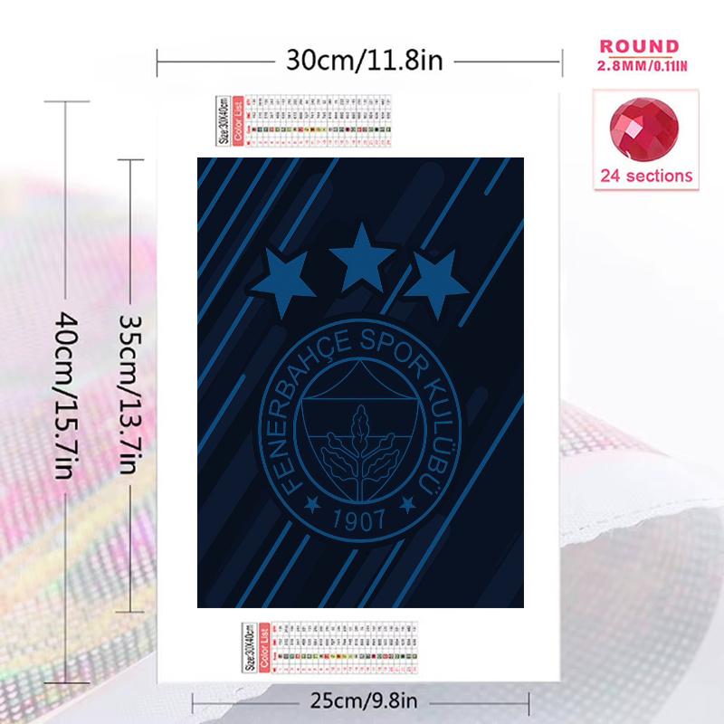Fenerbahce SK Logo Pattern 3pcs 100% Round Full Drill 5D DIY Diamond Painting Embroidery Cross Stitch Rhinestone Décor