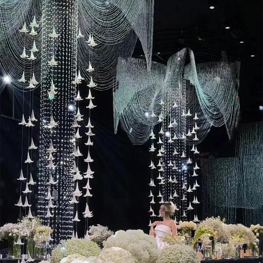 20Pc Artificial EVA White Lily Flower Head Wedding Ceiling Decoration Lilies Flowers Birthday Party Event Deco Hanging Ornaments