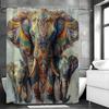 Bohemian Art Wild Elephant Floral Shower Curtain, Bathroom Decorative Shower Curtain, Waterproof Shower Curtain with Hooks