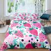 Strawberry Duvet Cover Set Girl King Size Comforter Cover Set Red Strawberry Bedding Set Food Fruit Quilt Cover for Kids Gift