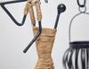 African-Inspired Tea Light Candle Holder with Metal Art Girl Figure A Type