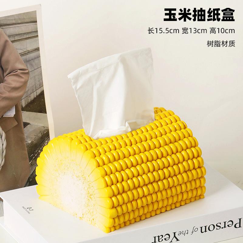 2024 New Creative Corn Tissue Box, Paper Drawing Box, Restaurant Tissue Storage Box, Bathroom Roll Paper Box Tissue Holder
