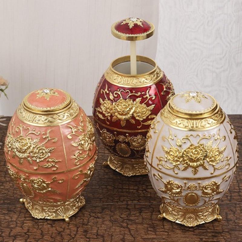 Automatic Push-Type Toothpick Box Engraving Rose Alloy Platinum Toothpick Organizer Holder European Style Decoration Unique Gift