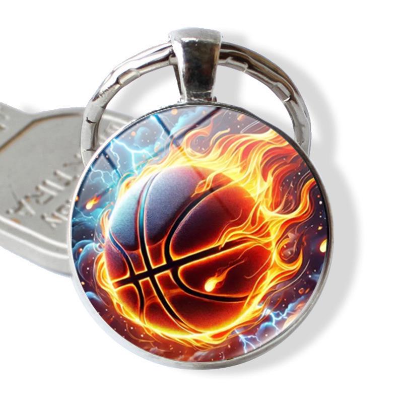 Basketball Layup Lover Keychain - Glass-Embossed Sports Gift